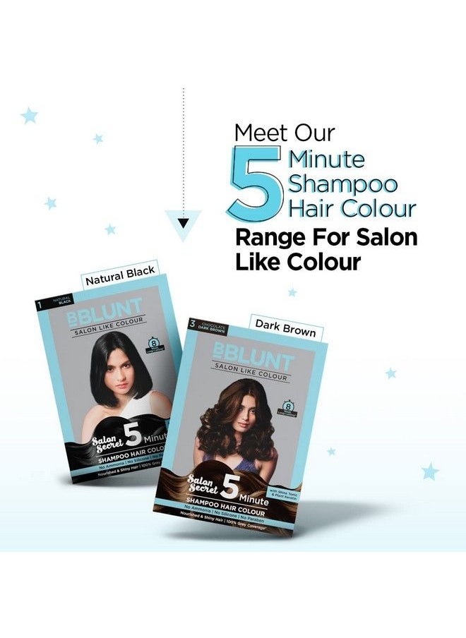 Chocolate Dark Brown 5 Minute Shampoo Hair Colour For 100% Grey Coverage 20Ml X 5