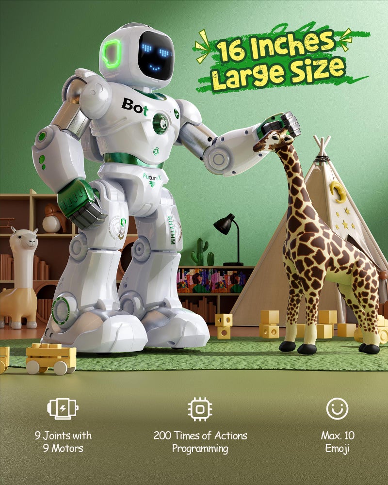 Ruko 1088 Large Robot Toys for Kids, Voice and App Control, Smart Remote Control Carle Robots, Programmable Interactive Music Girls Boys Toys, Gifts for Kids 4 5 6 7 8 9 Year Old, Green - Image 3