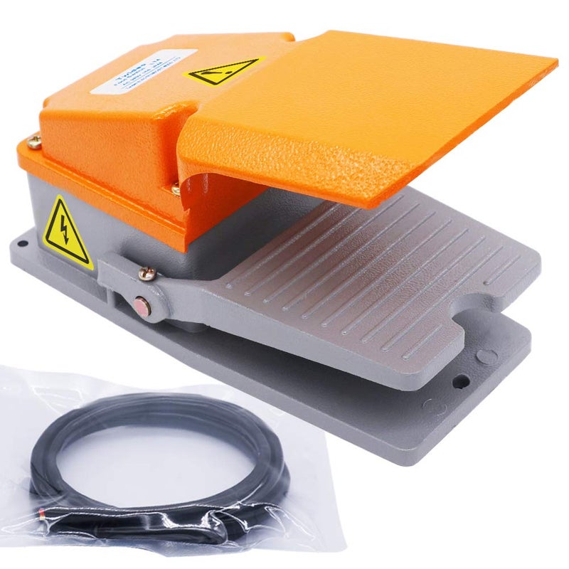 Twidec /AC 380V 15A Heavy Duty Foot Switch SPDT NO NC Electric Pedal Momentary Foot Pedal Switch with Foot Guard Aluminum Case LT-4 - Image 1