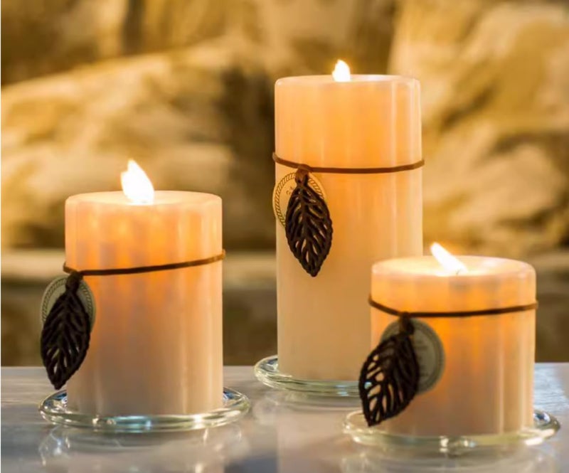 Cumuiu Glass Candle Holder 2 Pack 5 Inch Clear Beautiful Transparent Round Candle Plate (2pack 5inch) - Image 4