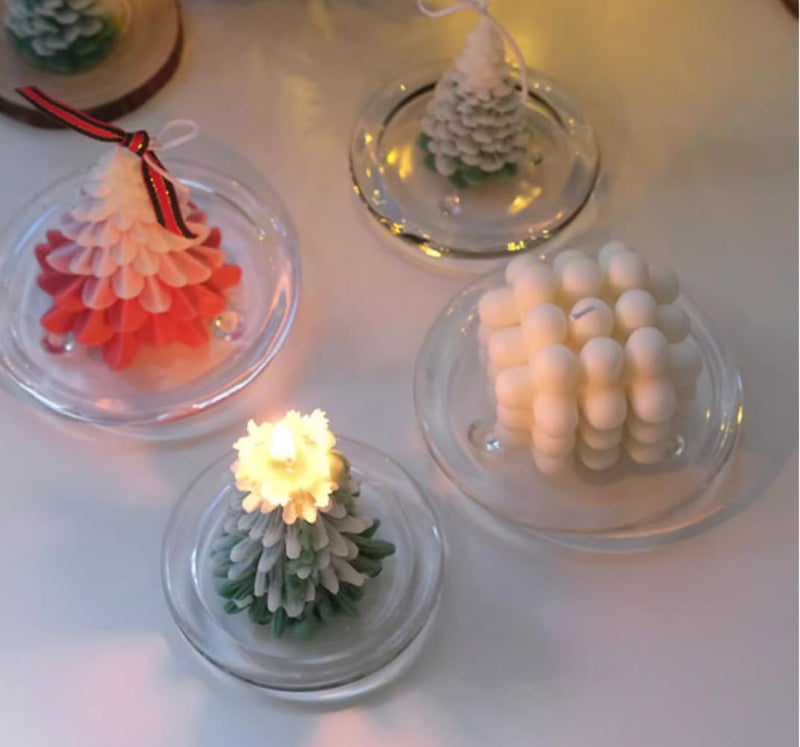 Cumuiu Glass Candle Holder 2 Pack 5 Inch Clear Beautiful Transparent Round Candle Plate (2pack 5inch) - Image 5