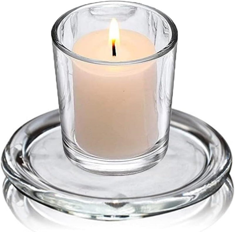 Cumuiu Glass Candle Holder 2 Pack 5 Inch Clear Beautiful Transparent Round Candle Plate (2pack 5inch) - Image 3