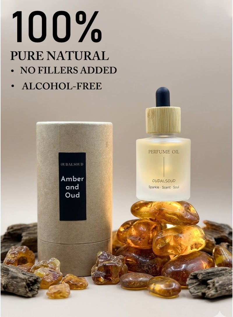 أود أل سعود قطعة واحدة من زيت عطري برائحة العنبر والعود 30 مل إجمالاً/زيت عطري نباتي نقي 100%/خالي من الكحول/زيت عطر/زيت للعلاج العطري/للمرطب والناشر - Image 1
