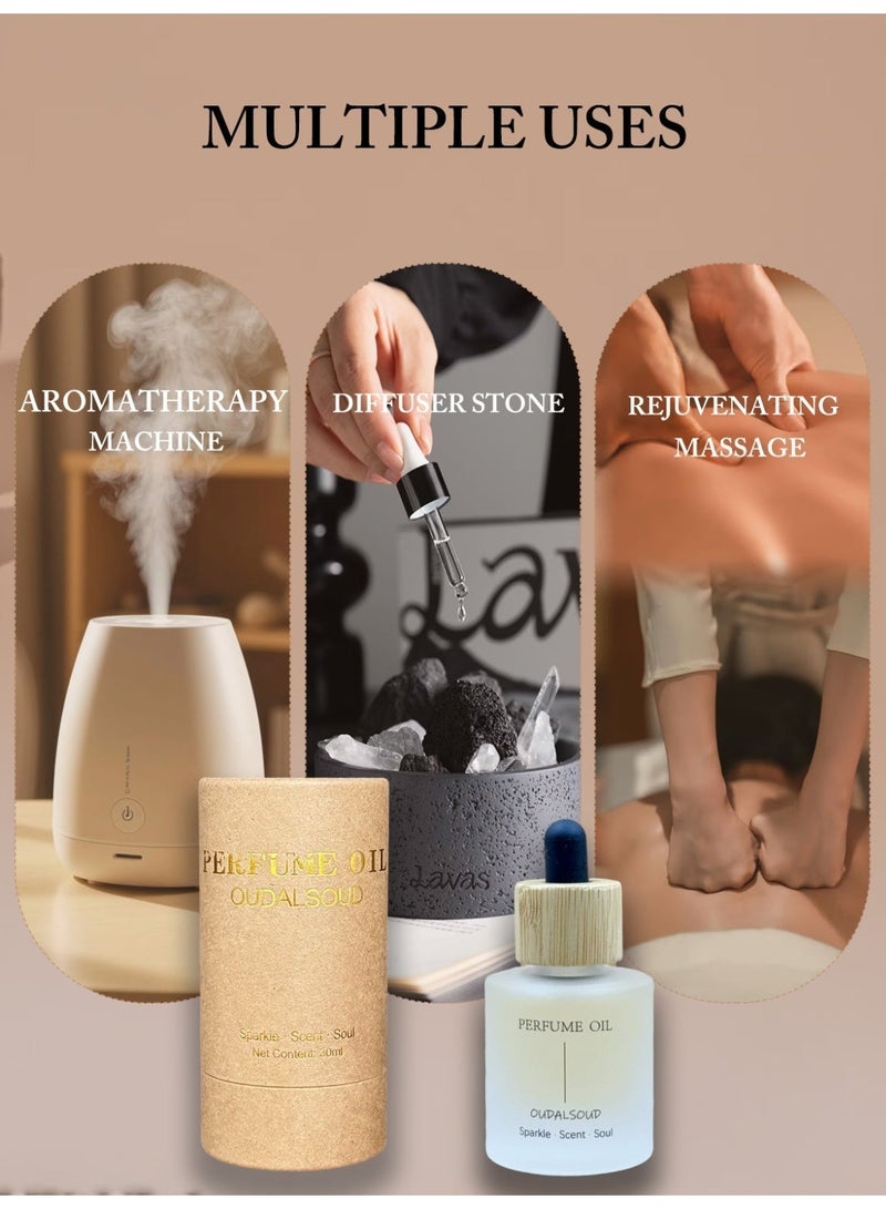 أود أل سعود قطعة واحدة من زيت عطري برائحة العنبر والعود 30 مل إجمالاً/زيت عطري نباتي نقي 100%/خالي من الكحول/زيت عطر/زيت للعلاج العطري/للمرطب والناشر - Image 5