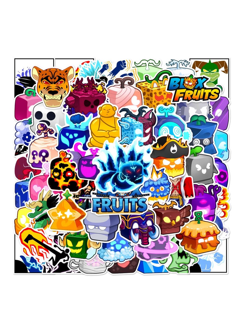 50 قطعة ملصقات فواكه بلوق لطيفة من الفينيل مقاومة للماء للأطفال والمراهقين للبنات والأولاد زجاجة ماء، لابتوب، هاتف، كمبيوتر، قيثارة، دفتر ملاحظات، لوح تزلج - Image 1