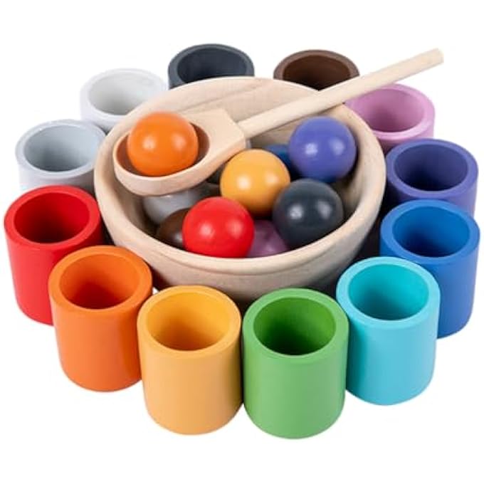 1SET COLOR SORTING TOY EDUCATIONAL CUP AND BALL SORTING GAME FOR TODDLERS DEVELOPS CREATIVITY AND COORDINATION SAFE PREMIUM WOODEN PLAYTHING FOR EARLY LEARNING AND FUN - Image 2
