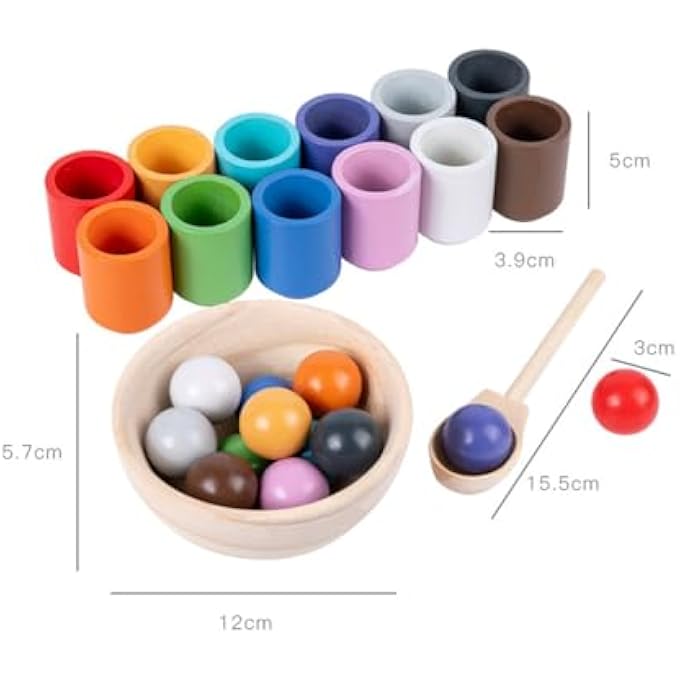 1SET COLOR SORTING TOY EDUCATIONAL CUP AND BALL SORTING GAME FOR TODDLERS DEVELOPS CREATIVITY AND COORDINATION SAFE PREMIUM WOODEN PLAYTHING FOR EARLY LEARNING AND FUN - Image 3