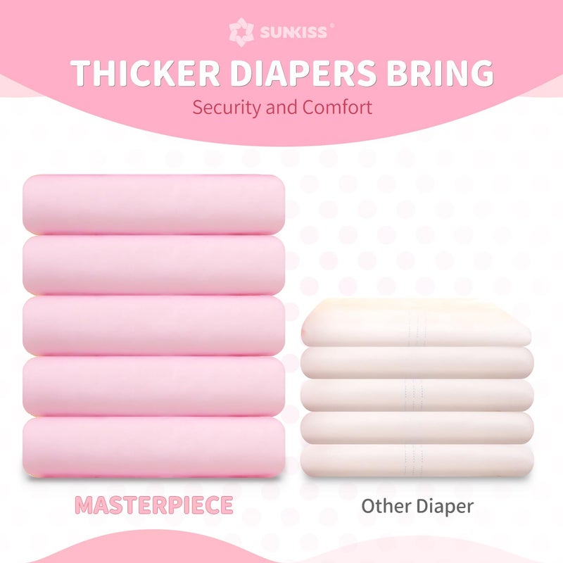 SUNKISS Masterpiece Adult Diapers with Tabs, Unisex Disposable Incontinence Briefs for Women and Men, Odor Control, Pink, Large/XLarge, Previously Large,10 Count - Image 5