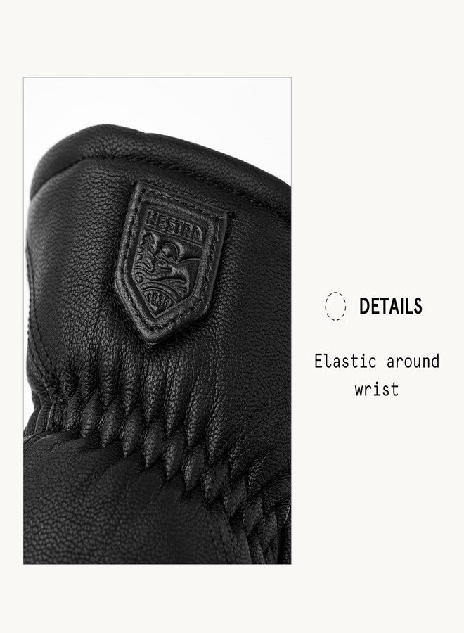 Hestra Winter Ski Gloves: Mens and Womens Leather Box Cold Weather Mittens - Black | 10 - Image 4
