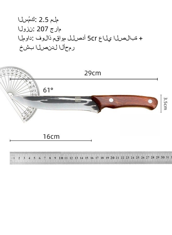 Browning سكين تقطيع العظام المصنوعة يدويًا سكين مطبخ حادة سكين طاهي لتقطيع لحم الضأن ولحم البقر سكين جزار مع حقيبة جلدية - Image 3