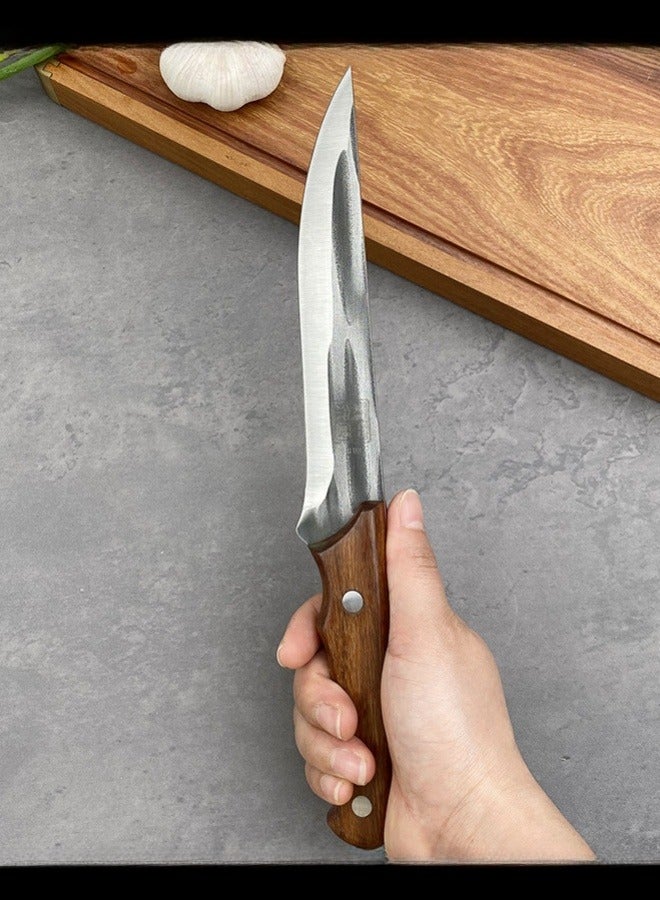 Browning سكين تقطيع العظام المصنوعة يدويًا سكين مطبخ حادة سكين طاهي لتقطيع لحم الضأن ولحم البقر سكين جزار مع حقيبة جلدية - Image 4