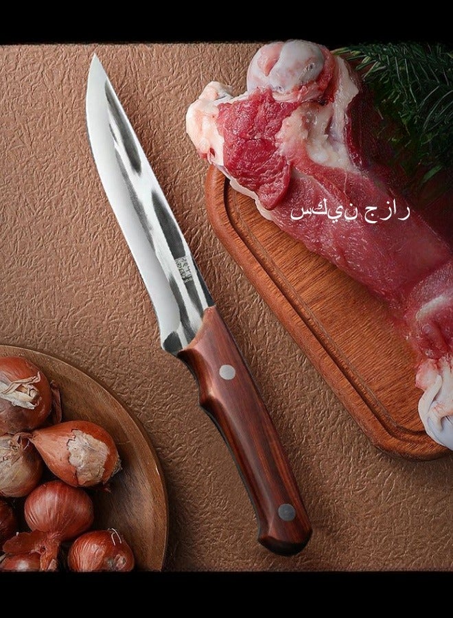 Browning سكين تقطيع العظام المصنوعة يدويًا سكين مطبخ حادة سكين طاهي لتقطيع لحم الضأن ولحم البقر سكين جزار مع حقيبة جلدية - Image 5
