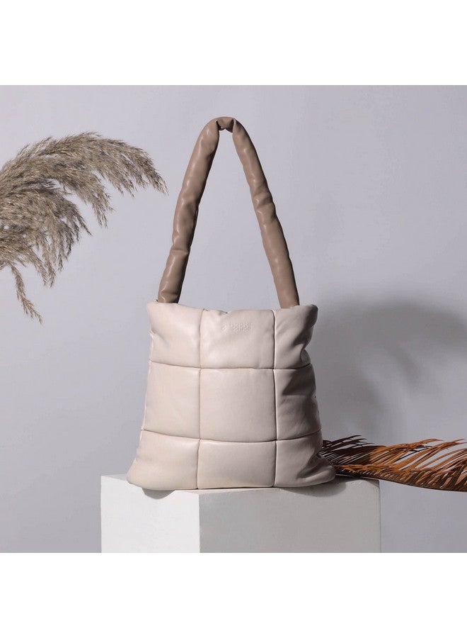 Haute Sauce Women beige quilted tote bag (HSHB1275) - Image 2