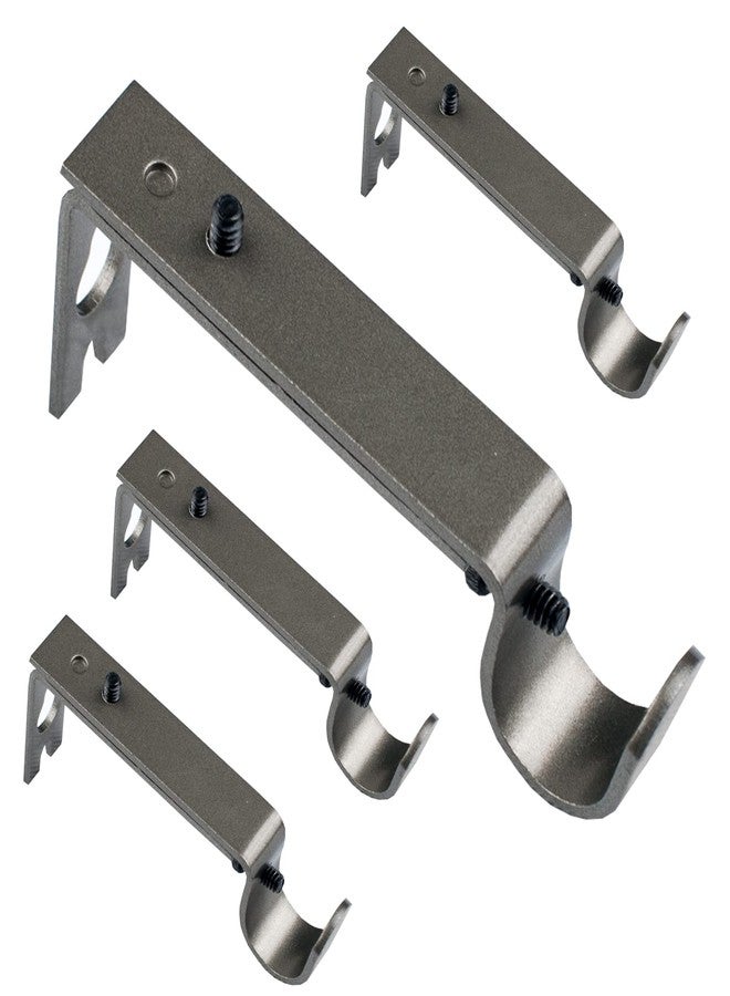 Kowibcl Adjustable Curtain Rod Bracket, Set of 4, Fits up to 3/4 inch Rods,Extendable Single Curtain Rod Holder for Wall,Pewter - Image 1