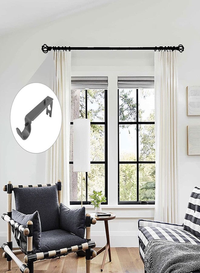 Kowibcl Adjustable Curtain Rod Bracket, Set of 4, Fits up to 3/4 inch Rods,Extendable Single Curtain Rod Holder for Wall,Pewter - Image 5