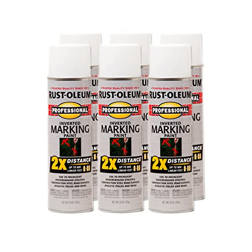 RUST-OLEUM رش طلاء مارك إنفرتر من راست-أوليوم 266593-6PK احترافي 2X مسافة، 15 أونصة، أبيض، 6 عبوات - Image 1