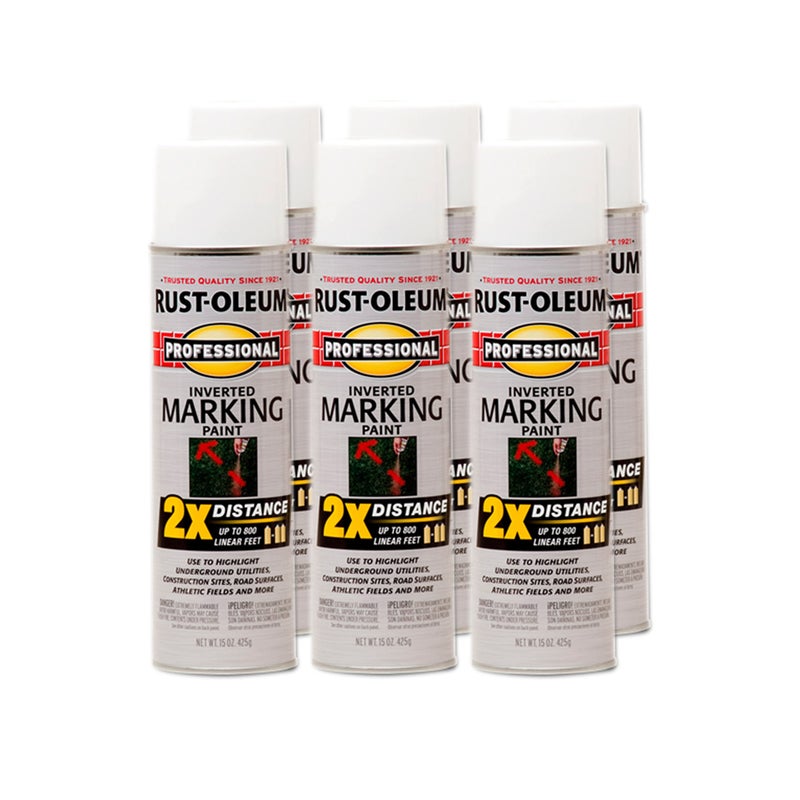 RUST-OLEUM رش طلاء مارك إنفرتر من راست-أوليوم 266593-6PK احترافي 2X مسافة، 15 أونصة، أبيض، 6 عبوات - Image 5