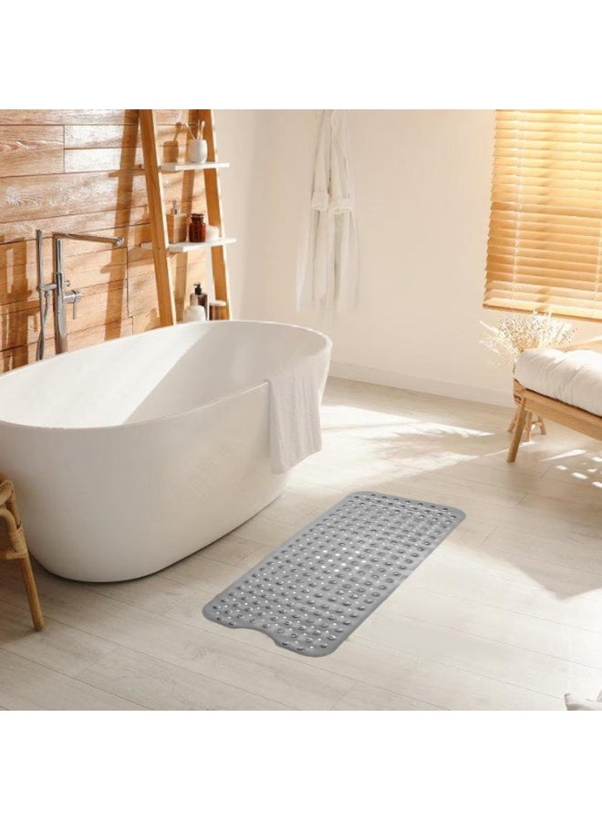 Non-slip bath mat with suction cups, safe, transparent, waterproof bath mat, made of soft PVC material, bathtub floor protector, anti-slip design, 100 x 40 cm, for healthy home use (light blue) - Image 3