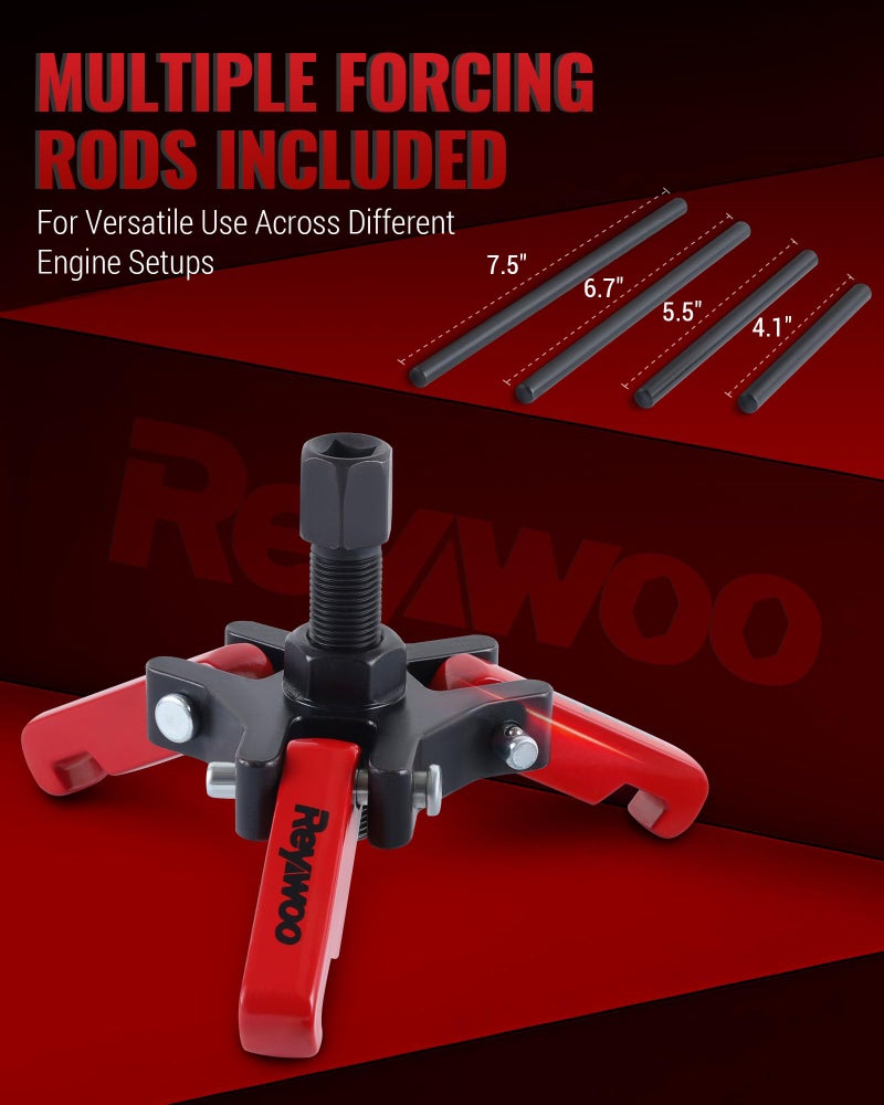 Reywoo Harmonic Balancer Puller Kit, Adjustable 3-Jaw Puller for Removing Harmonic Damper Pulley Compatible with Chevy GM Chrysler Cadillac Ford, Forcing Screw Fits a 3/8" Square Drive - Image 2