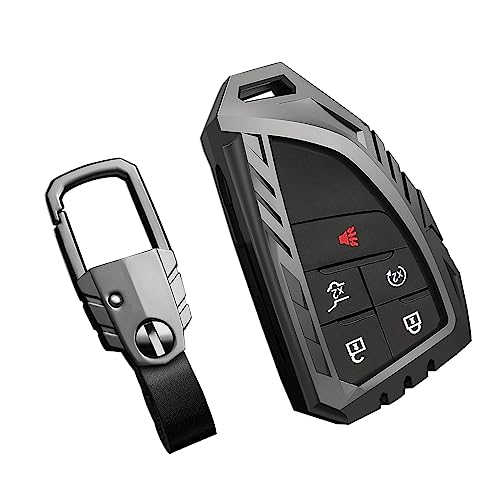 SLAKNOK for Chevy Key Fob Cover with Keychain,Zinc Alloy Protection Key Case Compatible with 2021 2022 2023 Chevy Suburban Silverado Tahoe GMC Yukon Sierra 1500 Buick Key Shell Accessories - Image 1