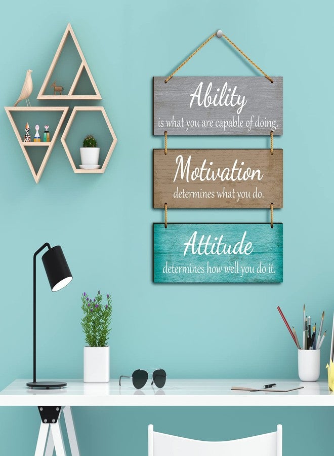 Jetec Office Wall Decor Inspirational Rustic Wall Decor Office Decor Motivational Wall Plaques with Sayings Wooden Wall Hangings Ability Sign Bathroom Decor for Home Office Wall Art (Bright Color) - Image 2