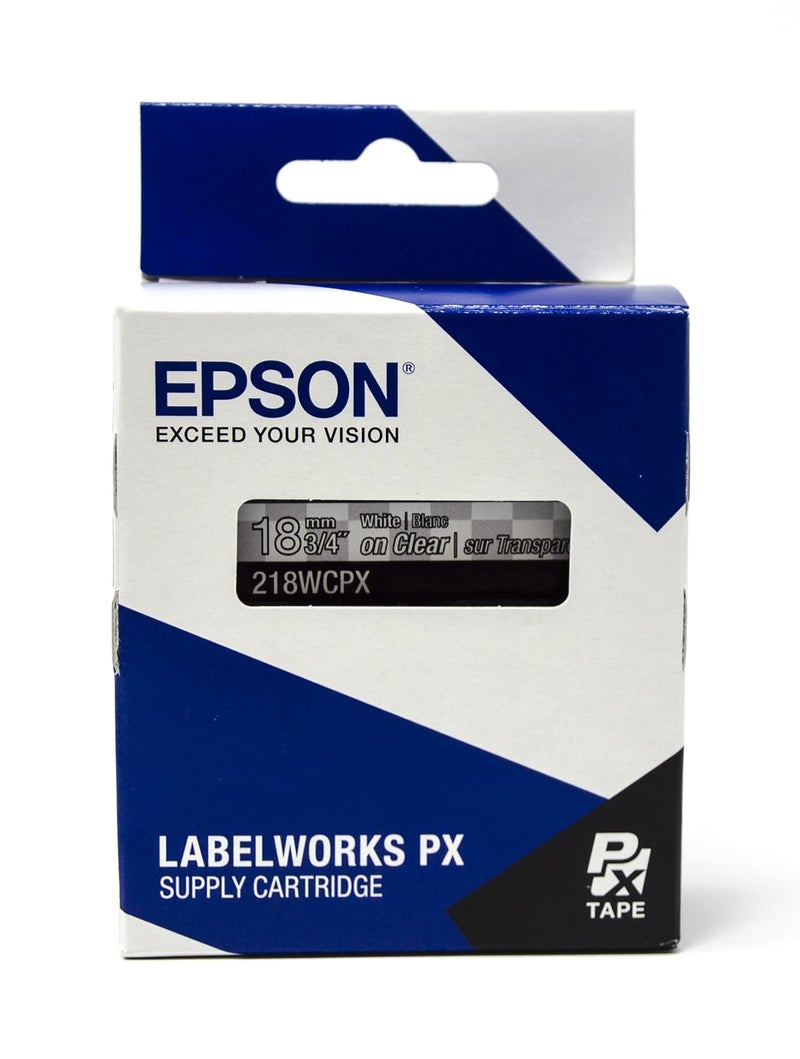 LABELWORKS Epson LABELWORKS 218WCPX Genuine PET (Polyester) Tape Cartridge - White on Clear Label Maker Tape - 3/4" (18MM) Wide, 30' - Image 5