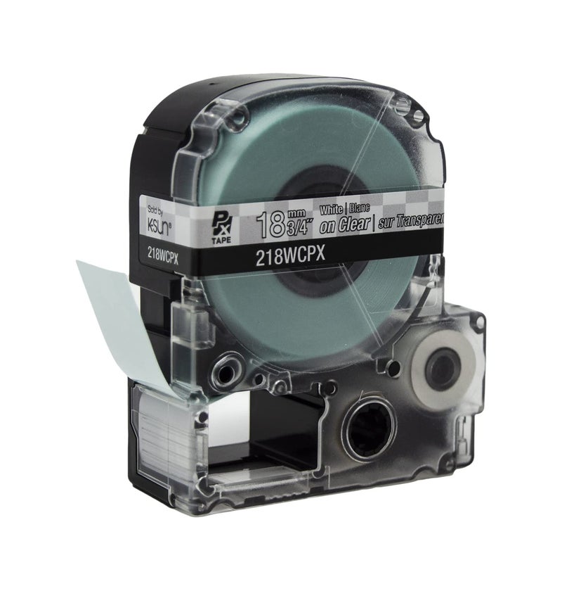 LABELWORKS Epson LABELWORKS 218WCPX Genuine PET (Polyester) Tape Cartridge - White on Clear Label Maker Tape - 3/4" (18MM) Wide, 30' - Image 4