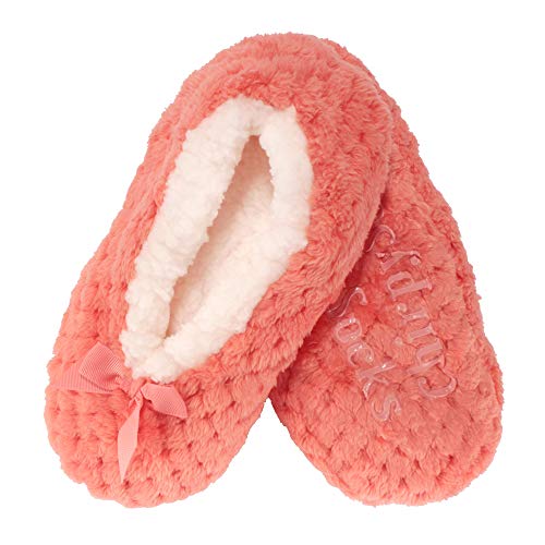 BambooMN Adult Soft Touch Tufted Non-Slip Slip-On Lined Indoor Travel Cozy House Slippers - Coral - Large - 1 Pair - Image 1
