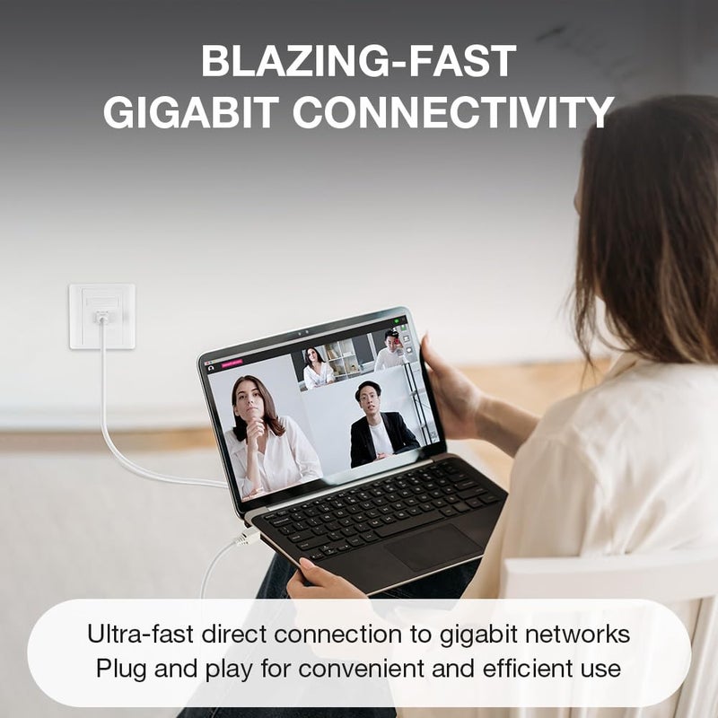 OFFCUP مقبس شبكة جيجابت CAT6، مقابس حائط RJ45 أحادية المنفذ، لوحة واجهة إيثرنت CAT6 مع موديول مقبس كيستون لتركيب كابل الإيثرنت، 86x86 مم (منفذ واحد) - Image 5
