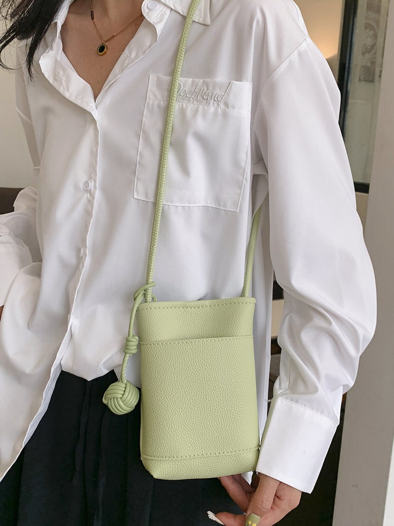 2024 Korean Style New Mobile Phone Bag Ins Casual Crosbody Small Bag Simple Casual All-Match Mini Woven Ball Bag - Image 5