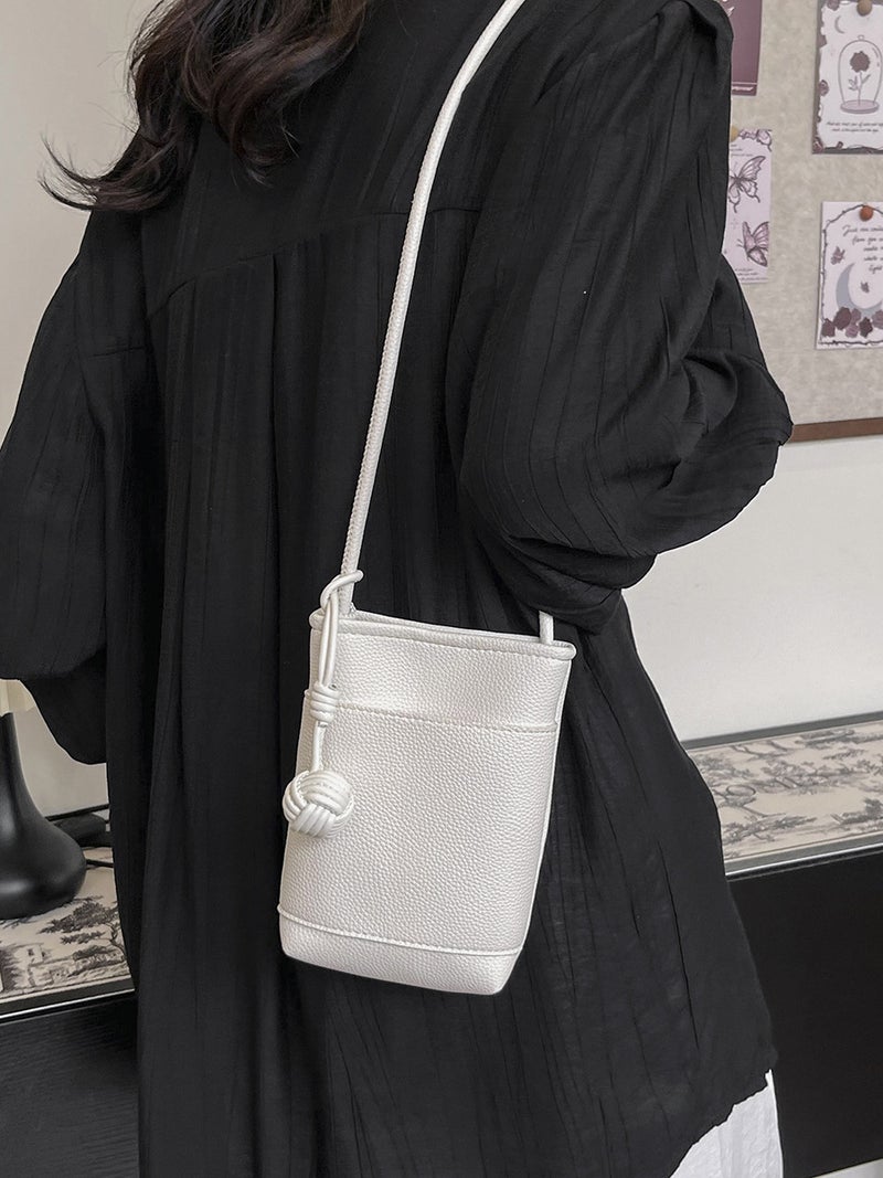 2024 Korean Style New Mobile Phone Bag Ins Casual Crosbody Small Bag Simple Casual All-Match Mini Woven Ball Bag - Image 3