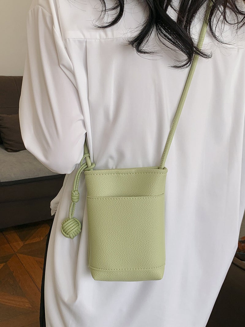 2024 Korean Style New Mobile Phone Bag Ins Casual Crosbody Small Bag Simple Casual All-Match Mini Woven Ball Bag - Image 4