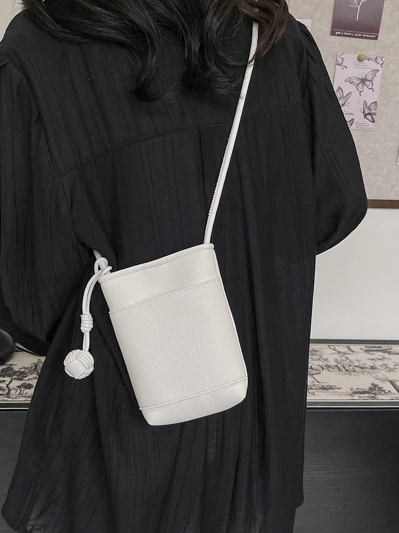 2024 Korean Style New Mobile Phone Bag Ins Casual Crosbody Small Bag Simple Casual All-Match Mini Woven Ball Bag - Image 2