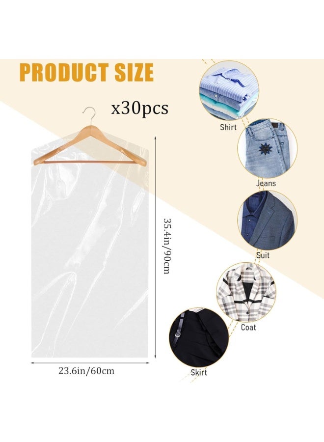 DUNISO 30 Pack Clear Garment Bags，Hanging Garment Bags，Plastic Clear Clothes Covers，Waterproof and Dustproof，for Home Storage Clothing Stores & Travel，60*90cm - Image 2