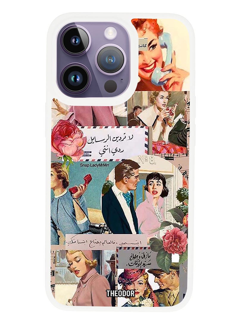 Theodor Protective Case Anti Scratch Shock Proof Cover For APPLE IPHONE 14 PRO Vintage (White Bumper) - Image 1