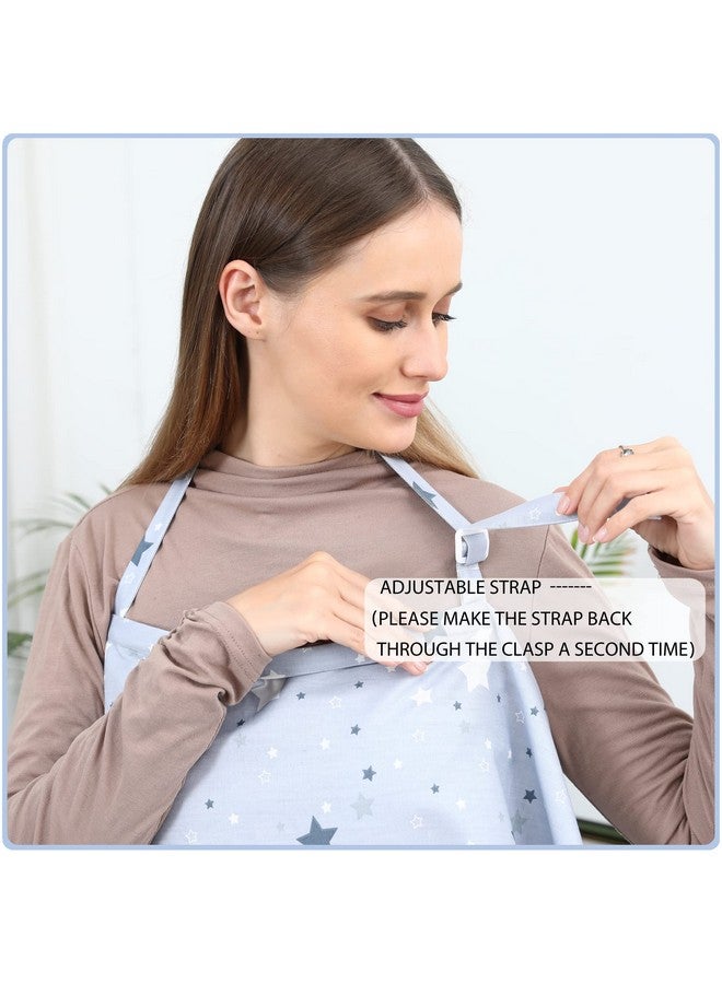 ByeBye Calorie Cotton Nursing Cover for Breastfeeding - Multipurpose Breathable Mother Breastfeeding Cover (Dusty Blue Star) - Image 4