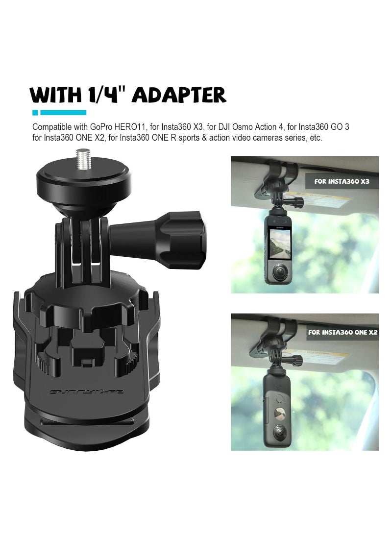 Car Sun Visor Mount, RC Car Sun Visor Mount Adjustable Holder, for GoPro/for Insta360 X3/GO 3/ONE X2/ONE RS/GO 2/Osmo Action 4 Camera Mount Clamp Mount, with 1/4" Screw Adapter Accessories - Image 1