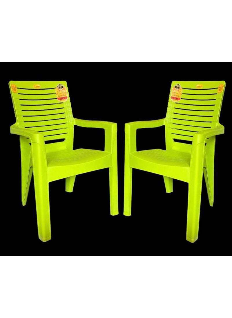 Anmol ANMOL Supreme Fortuner Green Luxury Plastic Arm Chair for Home Office Living RoomMatte Finish Plastic Outdoor ChairPatio Chairs for Balcony Suitable for Indoor Outdoor Green Set of 4 Chair  - Image 2
