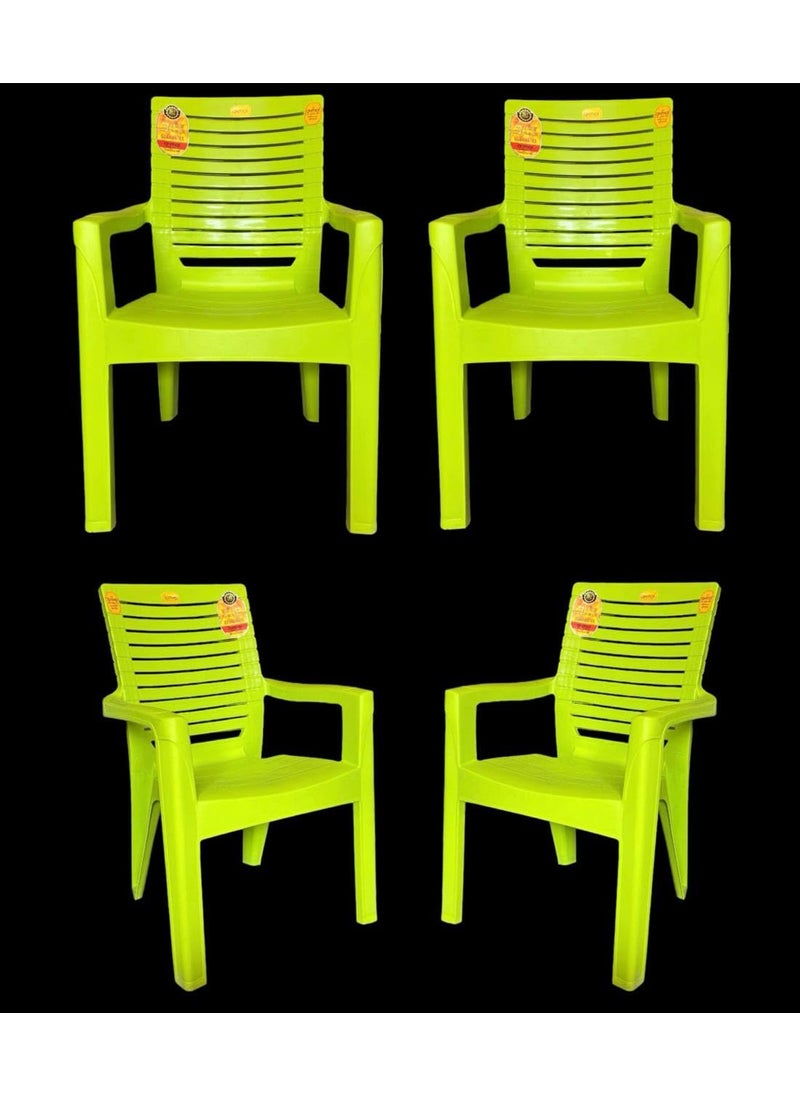 Anmol ANMOL Supreme Fortuner Green Luxury Plastic Arm Chair for Home Office Living RoomMatte Finish Plastic Outdoor ChairPatio Chairs for Balcony Suitable for Indoor Outdoor Green Set of 4 Chair  - Image 1