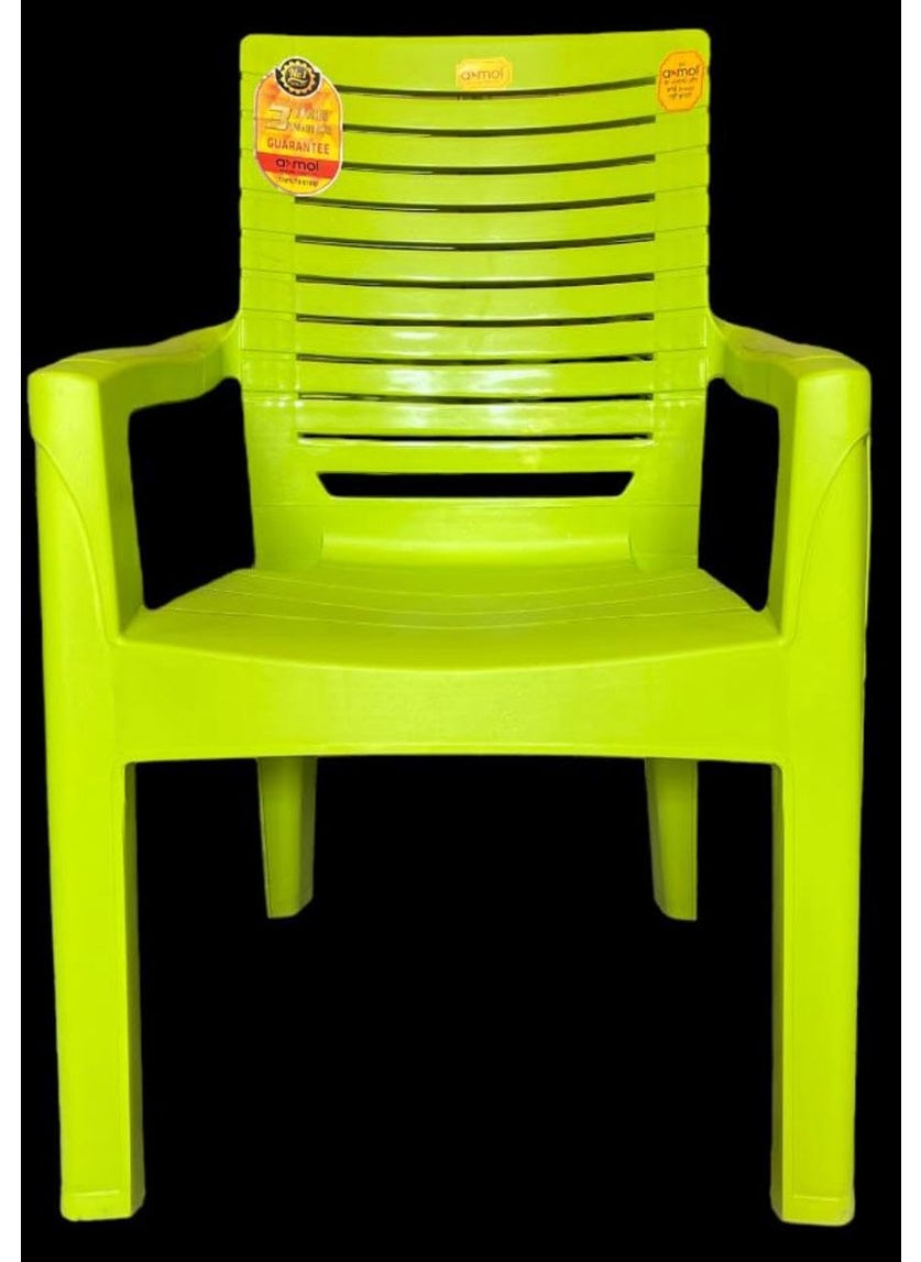 Anmol ANMOL Supreme Fortuner Green Luxury Plastic Arm Chair for Home Office Living RoomMatte Finish Plastic Outdoor ChairPatio Chairs for Balcony Suitable for Indoor Outdoor Green Set of 4 Chair  - Image 4