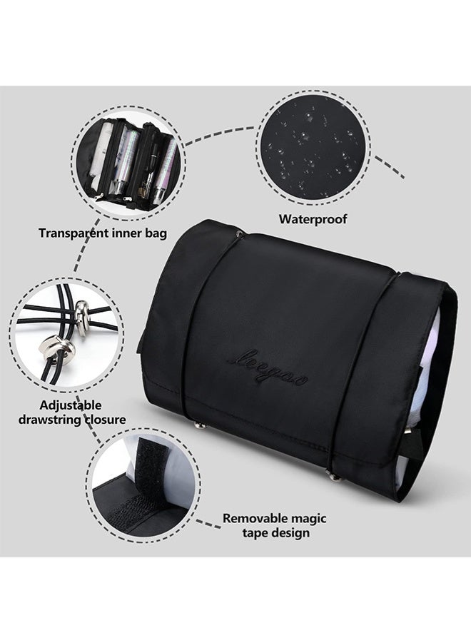 GNAFOTU 4 in 1 Detachable Cosmetic Bag, Travel Makeup Organizer Bag Toiletry Bag, Roll-Up Make Up Storage Organizer With 4 Detachable Clear TPU Pouches - Image 4