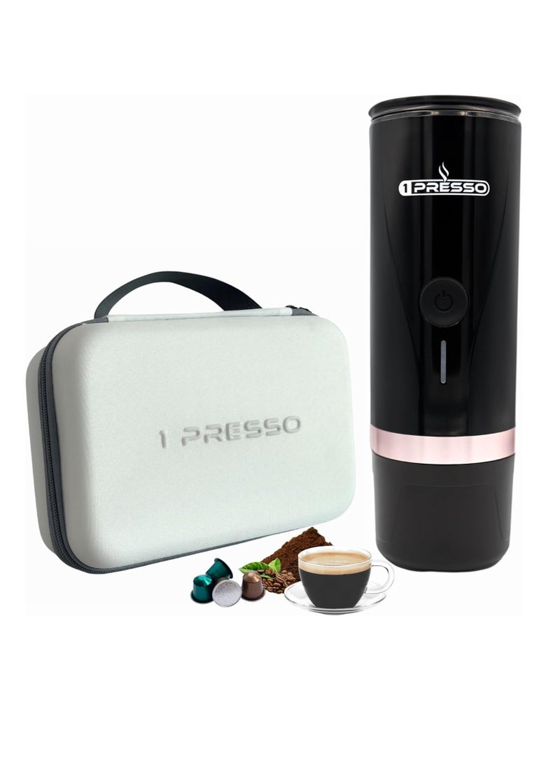 1Presso - Portable Espresso Machine Capsules , Grounds ,Travel, Car, Home Black - Image 1