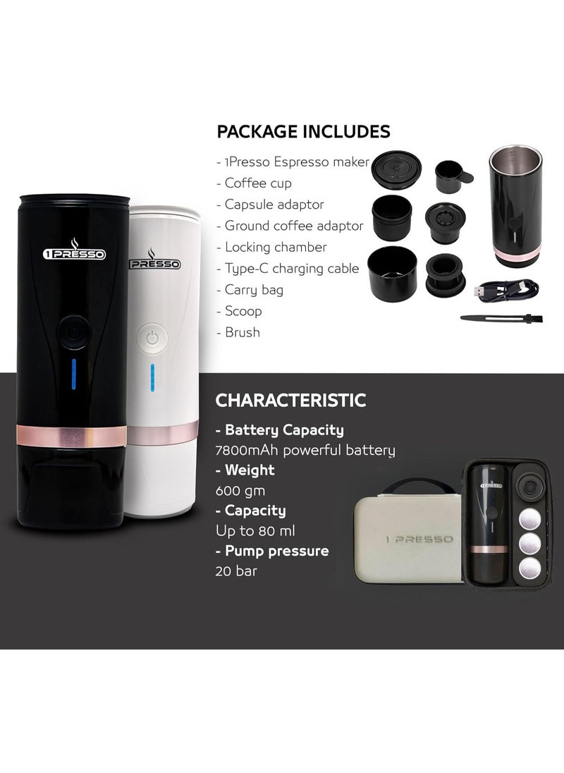 1Presso - Portable Espresso Machine Capsules , Grounds ,Travel, Car, Home Black - Image 1