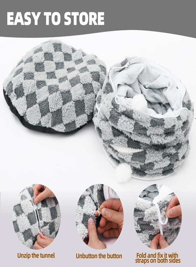 اتش او ام آي أم بي سرير نفق للقطط من هوميمب مع سجادة مركزية، ملعب أنبوبي كبير مع لعبة كرة قطيفة، كهف للقطط مع وسادة دائرية قابلة للغسل للقطط المنزلية، سرير قابل للطي ومخبأ للقطط الصغيرة والجراء والأرانب، رمادي - Image 5