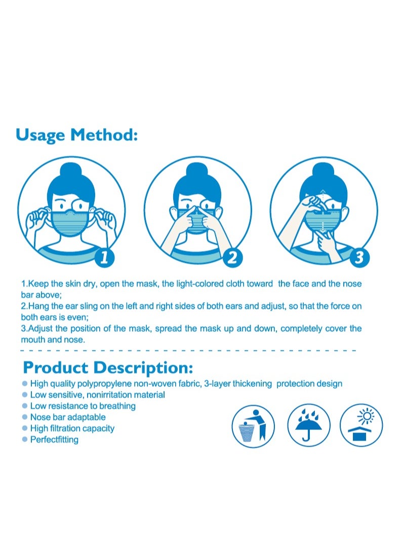 CAREMED Medical Face Mask 3Ply, Elastic Earloop, 50 Piece (Ultimate Protection Stay Safe Against Airborne Particles and Germs)  - Image 4