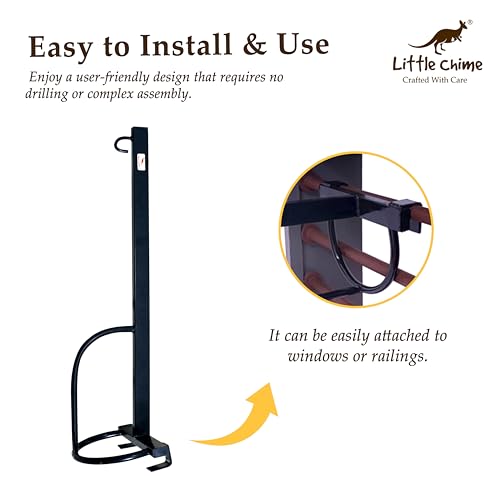 Little Chime New Born Baby Window Cradle Hanger Rod | Weight Capacity Up to 20Kg | Age from 0-24 Months | Round Molded Cradle Hanger (Black) Iron - Image 5