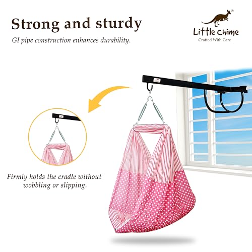 Little Chime New Born Baby Window Cradle Hanger Rod | Weight Capacity Up to 20Kg | Age from 0-24 Months | Round Molded Cradle Hanger (Black) Iron - Image 3