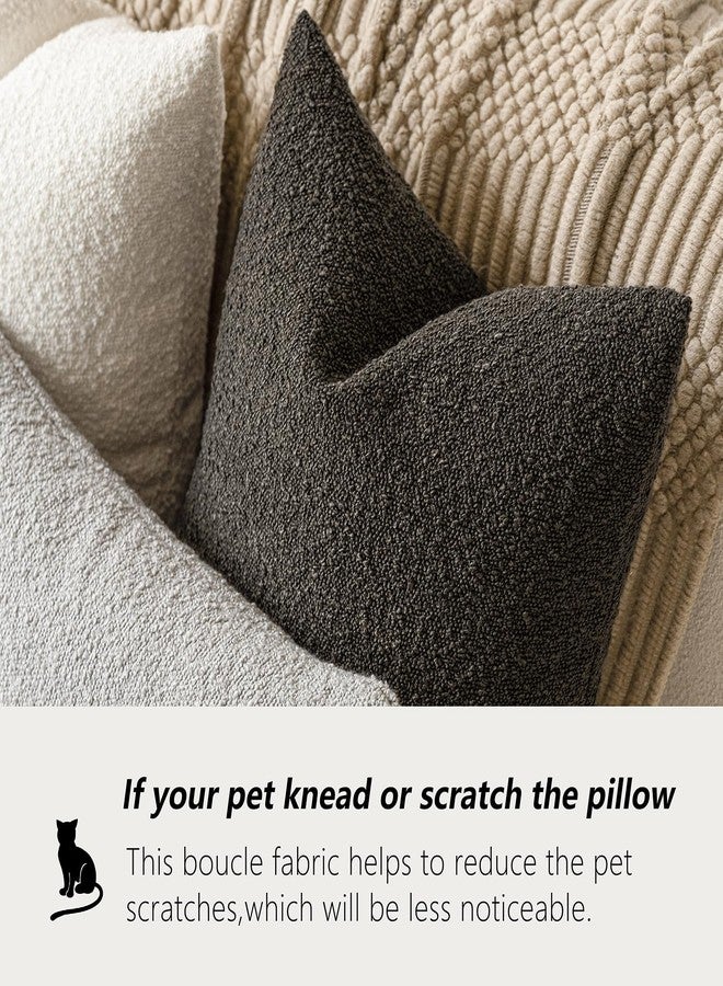 Foindtower Pack of 2, Decorative Textured Boucle Throw Pillow Covers Accent Solid Pillow Cases Cozy Soft Couch Cushion Case for Chair Sofa Bedroom Living Room Home Decor 22 x 22 Inch Dark Brown - Image 4
