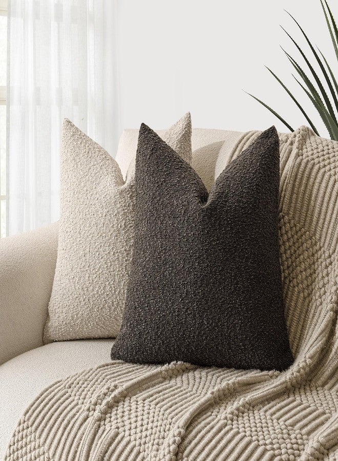 Foindtower Pack of 2, Decorative Textured Boucle Throw Pillow Covers Accent Solid Pillow Cases Cozy Soft Couch Cushion Case for Chair Sofa Bedroom Living Room Home Decor 22 x 22 Inch Dark Brown - Image 5