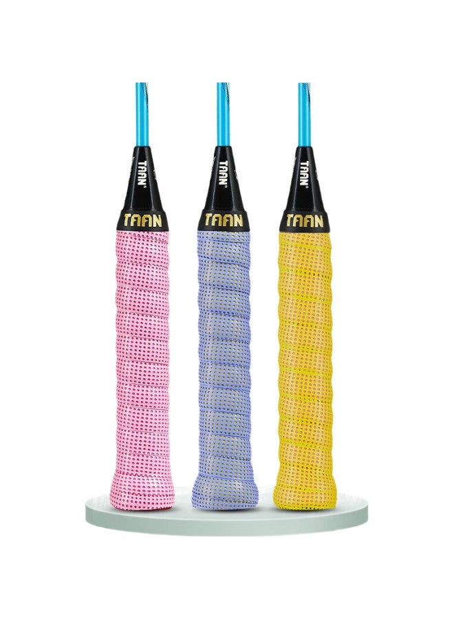 TAAN Badminton Grip Tape, Double-Layer Sweat-Absorbing, Patented Version, 3-Pack Tw090, Yellow + Light Pink + Light Purple - Image 1